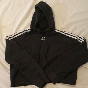 Black and white ADIDAS crop hoodie, XS